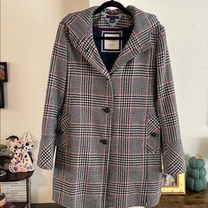 Tommy Hilfiger Red and Blue Plaid Coat